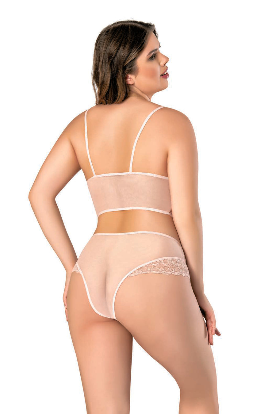 Nude Dantelli Uzun Tül Sabahlık